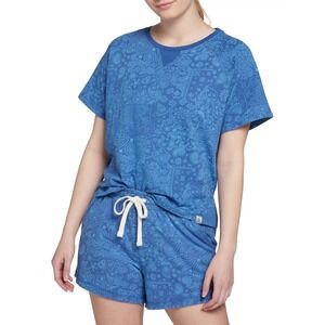 Alpine Design Women's French Terry Short Sleeve T-Shirt Blue XS Bandana Print NW